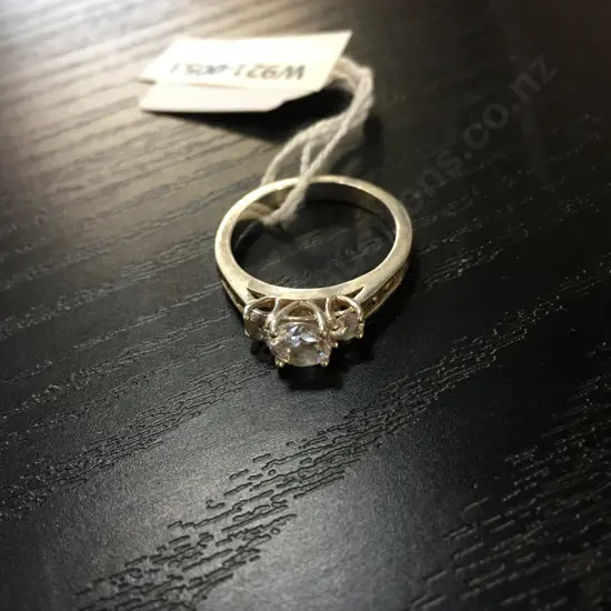Sterling Silver Ring With Clear Stones Stamped 925